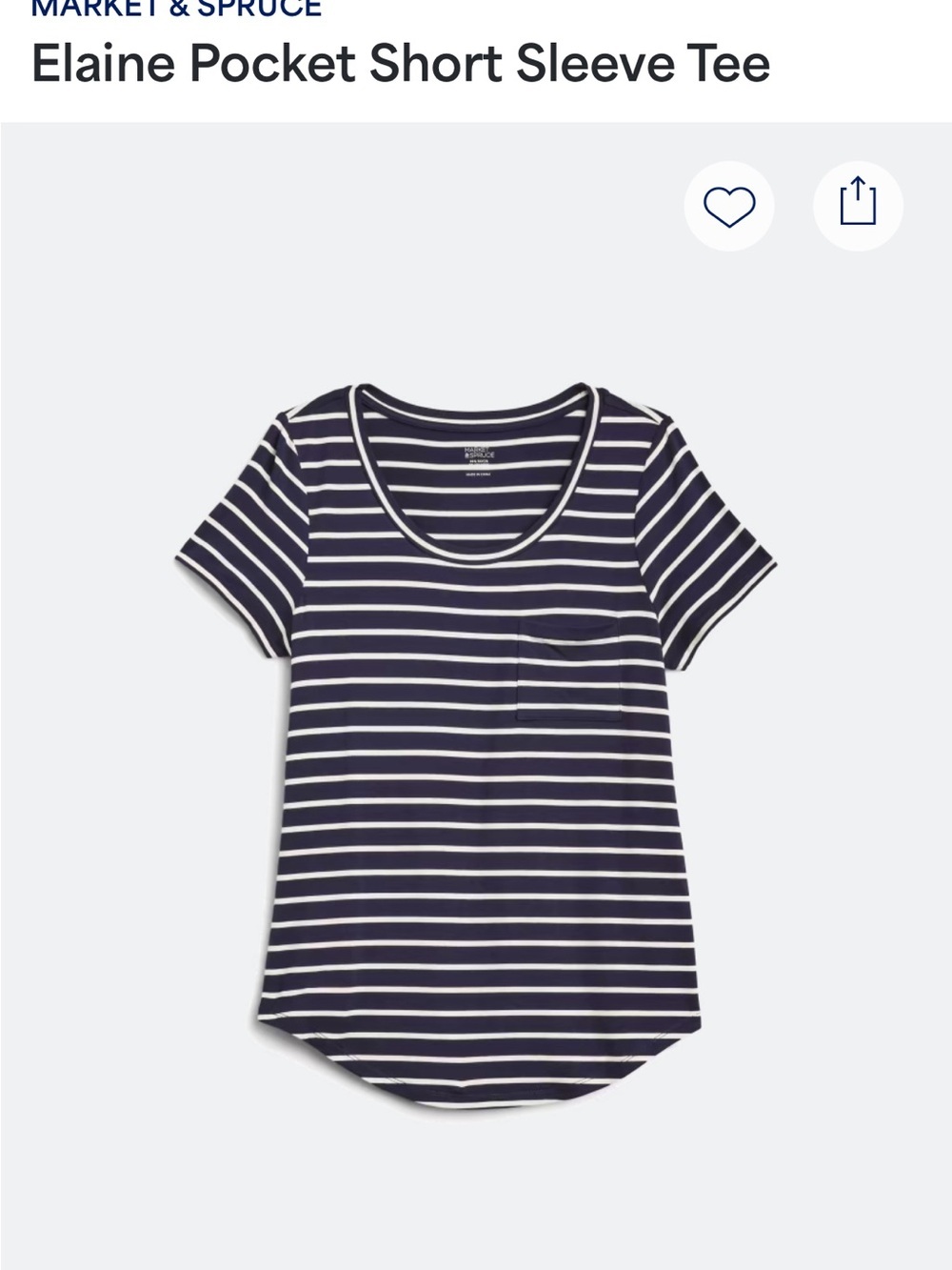Market & Spruce Navy & White Striped Pocket Short Sleeve Tee Size 1X